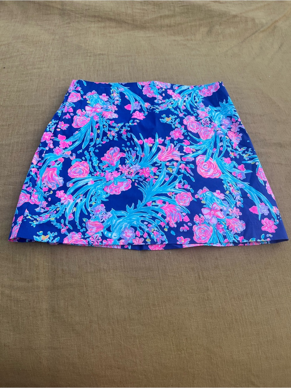Lilly Pulitzer Izzy Mini Skirt Corsica Blue Tropical Floral Print Coastal Preppy